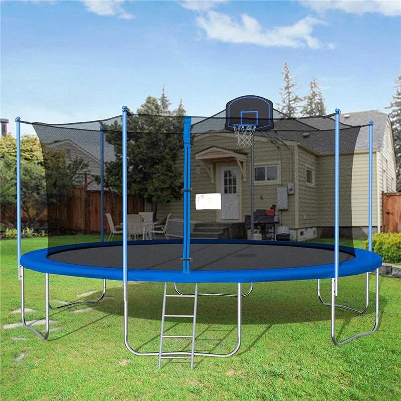 Amazon Hot Selling Huge Park Outdoor Fitness 16FT Round Jumping Bed Trampoline with Basketball Woop Court